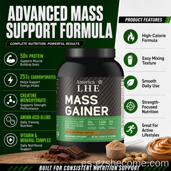Shecome Mass Gainer Powder Recuperación muscular Soporte de peso